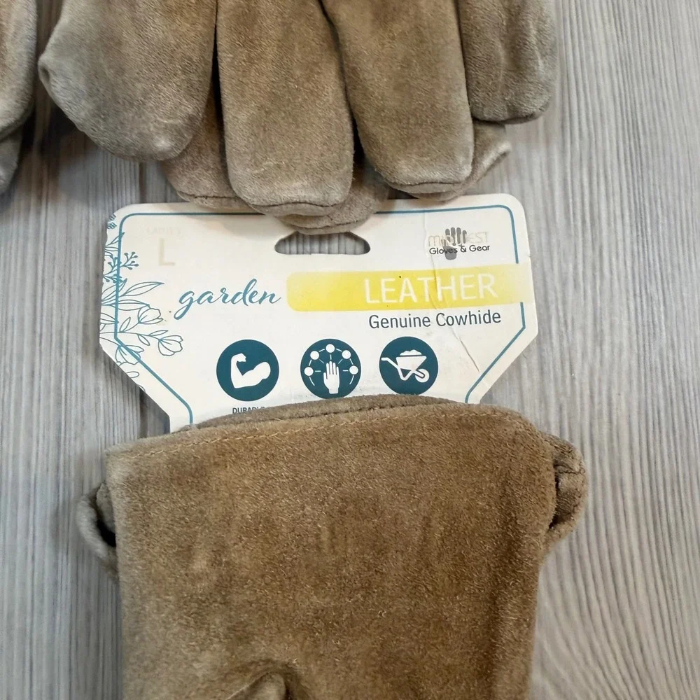 MidWest Quality Gloves Garden Leather Cowhide Work Gloves Lot of 4 Tan 2911M2 L